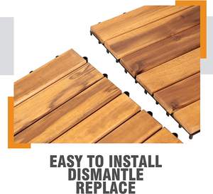 Azulejos modernos de madera de acacia de 6 listones, Color Natural, 12mm de espesor, acabado liso, económico para cocina, jardín al aire libre - Product Image 4