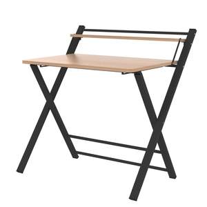 Table d'étude pliable en bois avec étagère et structure métallique - Product Image 3