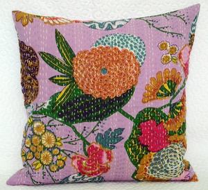 Funda de cojín Kantha de algodón hecha a mano, funda de almohada decorativa de ganchillo para decoración del hogar, funda de almohada cuadrada - Product Image 6