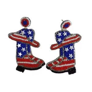 Pendientes Huggie de Verano Estilo Bohemia para Mujer, Novedad, con Cuentas Acrílicas y de Cristal, Colgantes, Coloridos, para Fiestas, Regalos, Diseño de Caña de Azúcar - Product Image 3