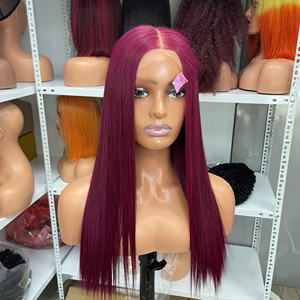Precio al por Mayor, Cabello Humano Vietnamita 100% Virgen, Peluca de Encaje, Liso, Color Magenta, Extensiones de Cabello Super Double Drawn - Product Image 1