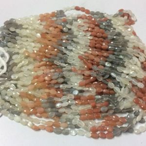 Cuentas de Piedra Lunar Natural Multicolor de 6mm y 8mm, Facetadas, Ovaladas, Calidad AAA, Venta al Por Mayor para Fabricación de Joyería, Alibaba - Product Image 3