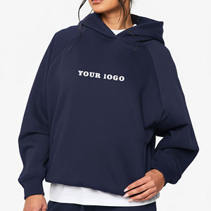 Sudadera con Capucha Corta Extra Grande Personalizada para Mujer, Color Sólido, Manga Larga, 100% Algodón Tejido, Transpirable, para Otoño - Product Image 4