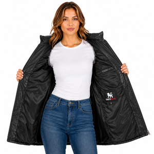 High Quality <b>Men's</b> Genuine Black <b>Leather</b> Regular Length Puffer Coat Stand Collar Lisa Longline Winter High Street <b>Jackets</b> - Product Image 5