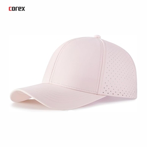 Casquette de baseball rose clair à 6 panneaux 100 % polyester ajustable respirante en maille pour l'extérieur printemps été usage décontracté - Product Image 1