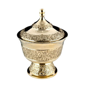 Traditional Luxury Handmade Brass <b>Bowl</b> <b>Sugar</b> Chocolate Candy and Dry Fruit Metal Container With Engraved Design at Best Price - Product Image 1