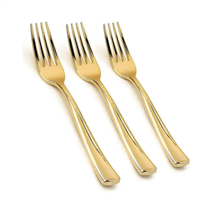 Juego de tenedores de acero inoxidable chapados en oro para boda, con diseño plano y grueso, efecto espejo, venta al por mayor de fábrica - Product Image 1