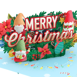 Tarjeta de Felicitación Navideña con Diseño de Gnomo y Corona, Hecha a Mano, con Sobre, Tarjeta 3D Pop-Up, Tarjetas de Felicitación Festivas - Product Image 1