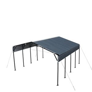 Carport in Alluminio 20FT X 20FT con Pareti Laterali Aperte da 10FT e Pannelli Ondulati 27 GA per Auto e Parcheggi - Product Image 3