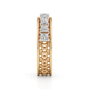 Women's 18K Solid Gold Princess Cut Diamond Eternity Band <b>Ring</b> Channel Setting Classic Geometric Wedding Jewelry - Product Image 3
