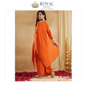 Venta Exclusiva de Hermosa Ropa Pakistaní, Nuevo Diseño de Seda Vichitra con Bordado, Conjunto de Kurti con Pantalón y Dupatta - Product Image 6