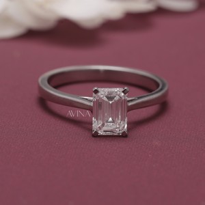 IGI Certified Emerald Cut Diamond Solitaire <b>Ring</b> in 9KT Yellow / Rose & White Gold - Product Image 1