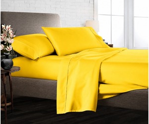 Luxury 300 Thread Count Queen Size Gold <b>Bed</b> Sheet Set Silky Soft Breathable Cotton Bedding Hotel Quality Deep Pocket Fade Resist - Product Image 1