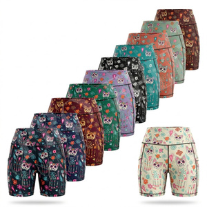 Shorts de yoga personnalisés OEM, style unique, imprimés, pour fitness, gym, effet push-up, contrôle du ventre, extensibles, pour entraînement, course et sport - Product Image 1