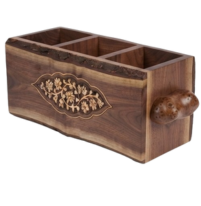 Panier de rangement en bois marron pour cuisine, idéal pour le rangement domestique et la décoration - Product Image 3