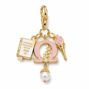 Breloques de sororité de luxe en or avec pendentif lettre, perle et nœud en strass pour bracelet de sœurterie personnalisé - Product Image 3