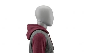 Sweat-shirt à capuche pour homme gris et bordeaux à manches raglan, coupe classique, en molleton bouclette, décontracté, avec poche avant, pour l'automne - Product Image 4