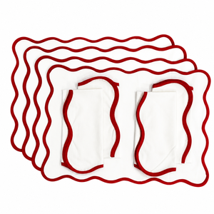 Manteles individuales, servilletas blancas con ribete y servilletas de algodón con borde festoneado, regalo para el Día del Padre, mesa de comedor - Product Image 1
