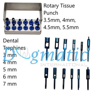 <b>12</b>-Piece Dental Trephine Tissue Punch Kit Manual Instrument for Implant in Steel Plastic Stainless Steel Packaged in a Bag - Product Image 5