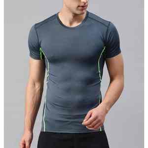 Camiseta Deportiva de Compresión para Hombre, Corte Ajustado, Cuello Redondo, Manga Corta, Transpirable, Spandex/Poliéster, Estilo Urbano, 220g, para Entrenamiento - Product Image 5