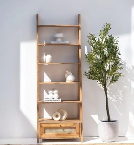 Modern <b>Wooden</b> Ladder Shelf 6 Tier Freestanding <b>Bookcase</b> Storage Rack for Living Room Home Office - Product Image 2