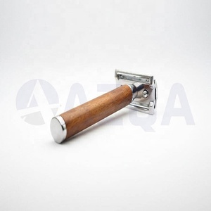 Rasoir de sécurité manuel double tranchant en acier inoxydable avec manche en bois, réutilisable, durable, écologique, poignée ergonomique, pour barbier et homme - Product Image 3