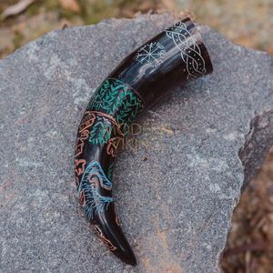 Chope à bière nordique artisanale en corne de bœuf naturelle, écologique, style Viking, pour bière ou miad, vente en gros - Product Image 5