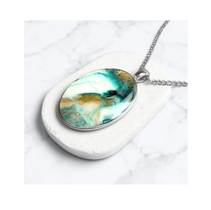 Colgante de resina elegante y creativo hecho a mano con forma ovalada para niñas y mujeres, accesorios de compromiso y boda en oferta - Product Image 1