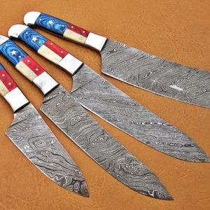 Ensemble de 4 couteaux de chef multifonctionnels écologiques avec manche en bois, couteaux de cuisine professionnels en acier inoxydable - Product Image 2