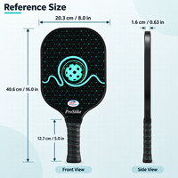 Raquette de pickleball 16 mm, noyau en nid d'abeille en fibre de carbone T300, forme standard, logo personnalisé OEM, fabricant en gros