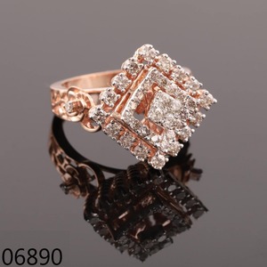 Bold Rose Gold <b>Cluster</b> Lab Grown Diamond Statement Engagement Ring for Certified 14K Gold Plated Brilliant Cut Trendy Women's - Product Image 3