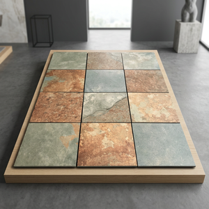 Carreaux de porcelaine d'extérieur naturels à lattes de 20 mm R11, robustes, mats, antidérapants, 60x60 cm, pour pavage et revêtements de sol modernes de salle de bain - Product Image 5