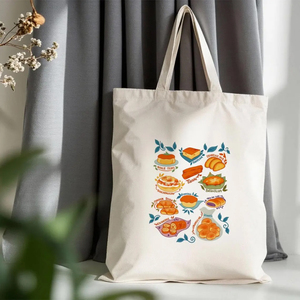 New Design Custom Printed Cotton Canvas Tote <b>Bag</b> New Simple Style Large Cute With Handle Comfortable For Shopping - Product Image 6