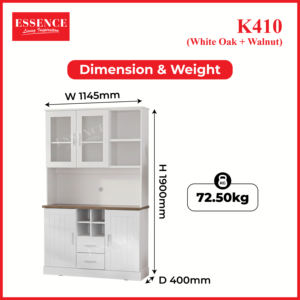 Meuble de cuisine moderne de style américain, écologique, marque Essence, modèle K410, finition chêne blanc et noyer, 2 portes en mélamine, 2 portes en acrylique - Product Image 6