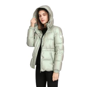 Blouson matelassé vert clair à capuche, col montant, fermeture éclair, coupe-vent, style décontracté, coupe régulière - Product Image 6