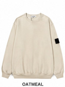 Sweat-shirt en molleton à col rond, coupe classique, couleur unie, 100% coton, tricoté, unisexe, décontracté, automne, écologique, blanc - Product Image 4