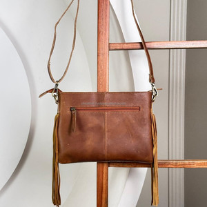 Bolso bandolera con flecos de piel de vaca mecanizada a mano al por mayor para mujer, bolso de mano de noche, bolsos de hombro de lujo de piel auténtica - Product Image 5