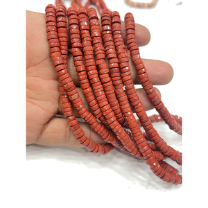 Perles de pierres précieuses de haute qualité pour la fabrication de bijoux, 17 pouces, jaspe naturel faceté, forme Heishi, taille 7-8 mm - Product Image 1