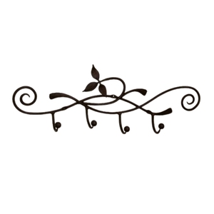 Vintage Wrought Iron <b>Wall</b> Mounted Coat <b>Rack</b> Decorative Leaf Design Metal <b>Key</b> Towel Hanger Rail with 4 Hooks <b>for</b> Home Hotel Entry - Product Image 1