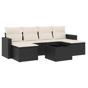 Conjunto de Sofá de Jardín de Ratán Negro con Cojines Crema, Muebles de Exterior de Diseño Contemporáneo, Mimbre de PE Resistente al Agua y a los Rayos UV - Product Image 2