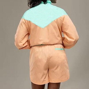 2026 High Quality Women Windbreaker Short Set Windproof Pants Zip-up Crop <b>Jacket</b> Streetwear Custom OEM Windbreaker Tracksuit Set - Product Image 2