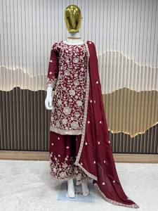 <b>Presenting</b> New Collection Modern Heavy Chinnon Silk Embroidery Salwar Kameez Set for Women Party Wear - Product Image 4