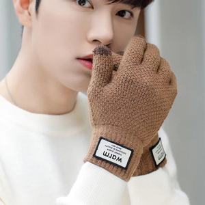 Winter Cycling Outdoor Casual Jacquard Knitted Touchscreen <b>Gloves</b> Full Finger Thickened <b>Wool</b> Warm Winter <b>Wool</b> <b>Gloves</b> - Product Image 2