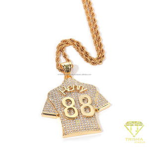 Colgante de camiseta de baloncesto personalizado con diamantes de moissanita al por mayor, diseño de camiseta con números 21, 22, 6, joyería hip hop con incrustaciones de diamantes. - Product Image 4