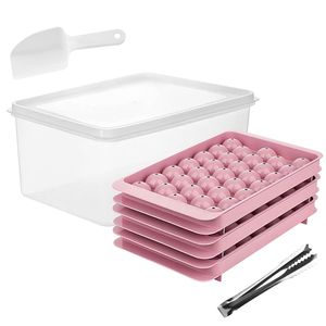 Paquete de 4 moldes para cubitos de hielo circulares pequeños, 132 unidades, molde para bolas de hielo redondas con tapa, contenedor para cubitos de hielo pequeños, para enfriar bebidas - Product Image 3