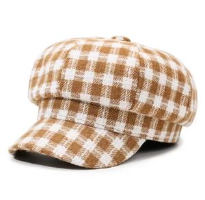 Gorro unisex de algodón a cuadros, 56-58 cm, gorro informal para primavera y otoño - Product Image 6