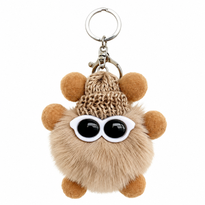Portachiavi a forma <span class=keywords><strong>di</strong></span> pallina <span class=keywords><strong>di</strong></span> carbone in peluche, ciondolo per borsa, stile Instagram, trendy, bambola carina, Hebei - Product Image 1