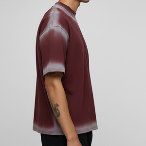 Camiseta de cuello redondo con diseño moderno para verano, estilo oversized, efecto deslavado, para hombre, con logo impreso personalizado, transpirable, tipo Ringer. - Product Image 6