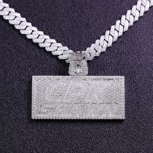 Pendentif à thème argent avec cristaux en strass, charme hip-hop pour hommes - Product Image 3
