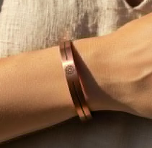 Premium Pure Copper <b>Engraved</b> Manipura Chakra Symbol Brushed Pattern Cuff <b>Bangle</b> Adjustable Open Flat Wristband - Product Image 6